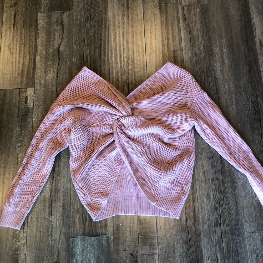 Shein Pink Cross Tie Sweater